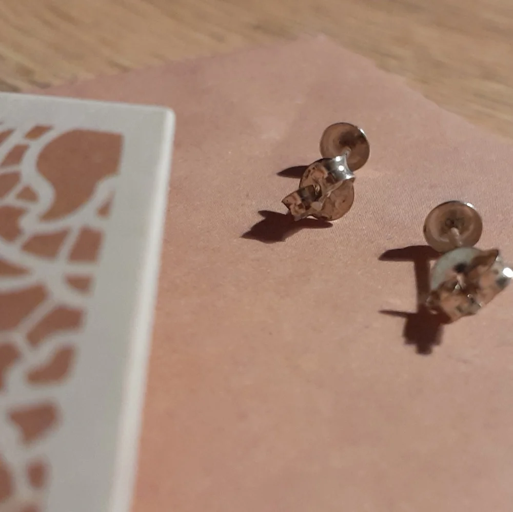 Silver & Ruby Studded Earrings - Picture 4 of 6